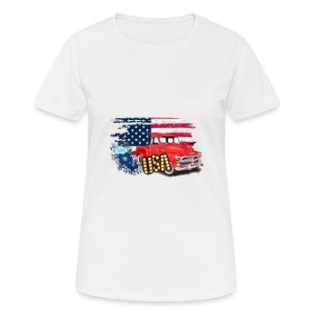 USA - Frauen T-Shirt atmungsaktiv - Weiß - Vorne - AI Model Female 172 dark (172cm)