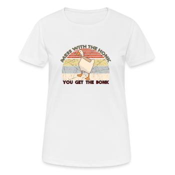 Gâchis avec le klaxon que vous obtenez le canard bonk - T-shirt respirant Femme - blanc - Devant - AI Model Female 172 dark (172cm)