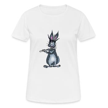 Hase Querflöte - Frauen T-Shirt atmungsaktiv - Weiß - Vorne - AI Model Female 172 dark (172cm)