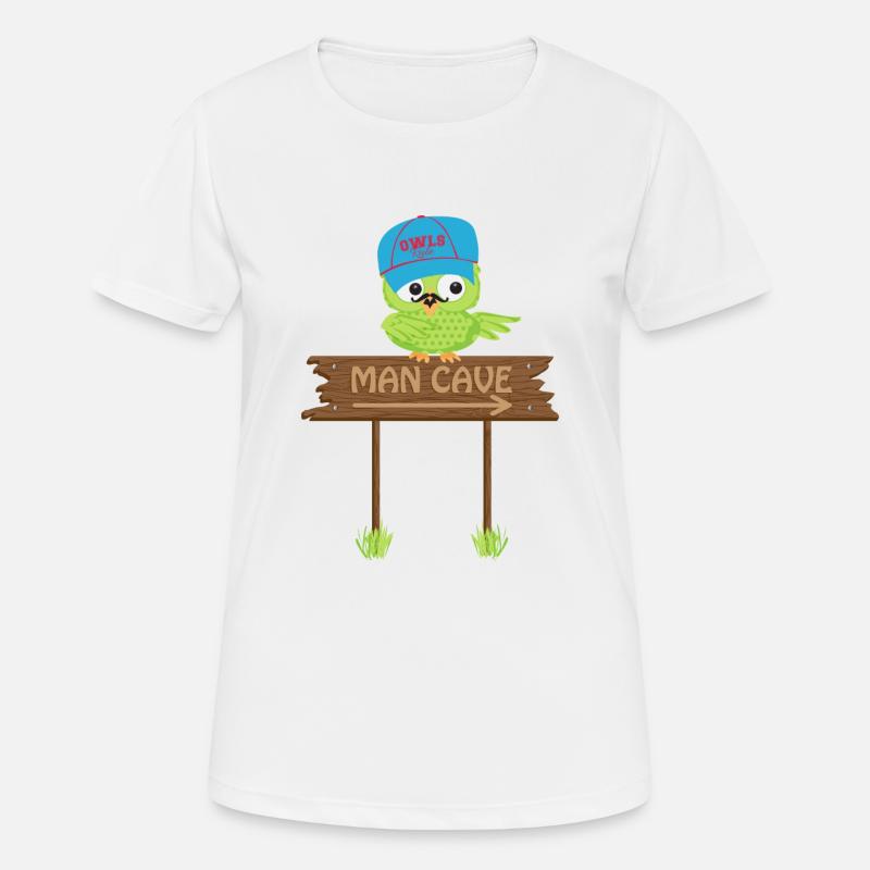 Owl MAN CAVE - Women's Breathable T-Shirt - white