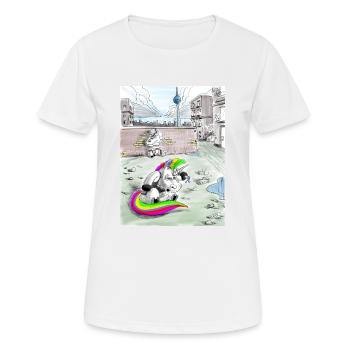🦄 Asi-Einhorn Berlin Kreuzberg - T-shirt respirant Femme - blanc - Devant - AI Model Female 172 dark (172cm)