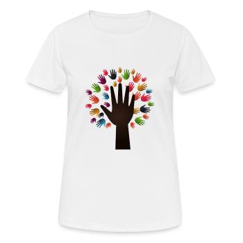 Arbre de diversité - T-shirt respirant Femme - blanc - Devant - AI Model Female 172 dark (172cm)