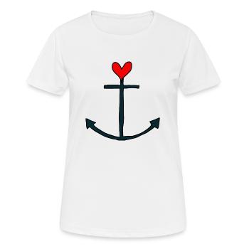 Anker - Frauen T-Shirt atmungsaktiv - Weiß - Vorne - AI Model Female 172 dark (172cm)