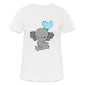Baby Elefant mit Herz Ballon 💙💙 - Frauen T-Shirt atmungsaktiv - Weiß - Vorne - AI Model Female 172 dark (172cm)