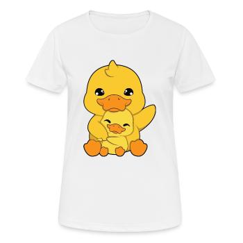 Ente Familie Umarmen - Frauen T-Shirt atmungsaktiv - Weiß - Vorne - AI Model Female 172 dark (172cm)