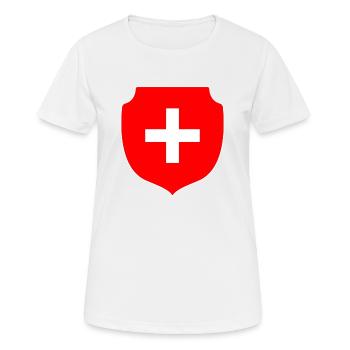 Schweizer Wappen - Frauen T-Shirt atmungsaktiv - Weiß - Vorne - AI Model Female 172 dark (172cm)