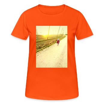 Le bonheur des enfants - T-shirt respirant Femme - orange néon - Devant - AI Model Female 172 dark (172cm)