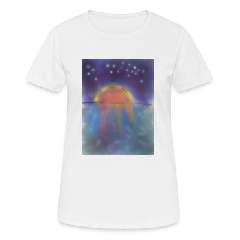Sonnenuntergang mit Sternenhimmel - Frauen T-Shirt atmungsaktiv - Weiß - Vorne - AI Model Female 172 dark (172cm)