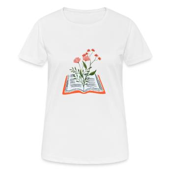 Blumen wachsen aus dem Buch - Frauen T-Shirt atmungsaktiv - Weiß - Vorne - AI Model Female 172 dark (172cm)