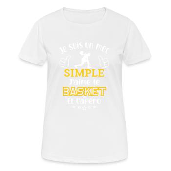 je suis un mec simple j'aime le basket et l'apéro - T-shirt respirant Femme - blanc - Devant - AI Model Female 172 dark (172cm)