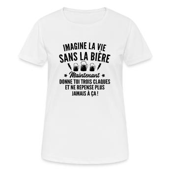 humour bière / imagine la vie sans la bière - T-shirt respirant Femme - blanc - Devant - AI Model Female 172 dark (172cm)