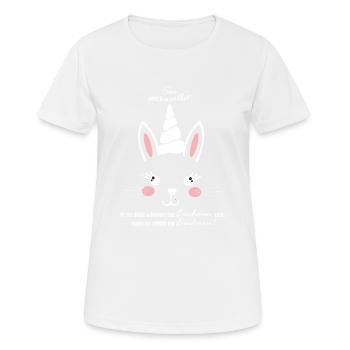 Hase oder Einhorn, oder ein Mischling -Unicorn - Frauen T-Shirt atmungsaktiv - Weiß - Vorne - AI Model Female 172 dark (172cm)