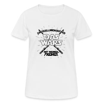 DAS WARS Braut Spruch JGA Junggesellinnenabschied - Frauen T-Shirt atmungsaktiv - Weiß - Vorne - AI Model Female 172 dark (172cm)