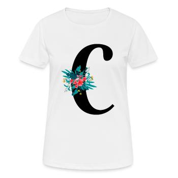lettre C fleuris - T-shirt respirant Femme - blanc - Devant - AI Model Female 172 dark (172cm)