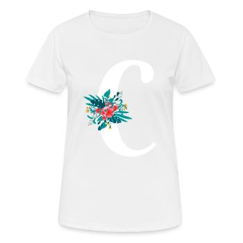 lettre C fleuris - T-shirt respirant Femme - blanc - Devant - AI Model Female 172 dark (172cm)