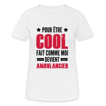 cool et ambulancier / citation ambulancier - T-shirt respirant Femme - blanc - Devant - AI Model Female 172 dark (172cm)