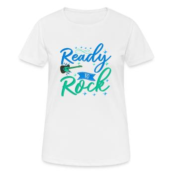 Ready to rock guitare rock'n'roll musicale guitare - T-shirt respirant Femme - blanc - Devant - AI Model Female 172 dark (172cm)