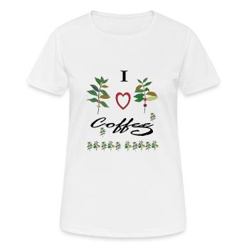 I love Coffee - Frauen T-Shirt atmungsaktiv - Weiß - Vorne - AI Model Female 172 dark (172cm)