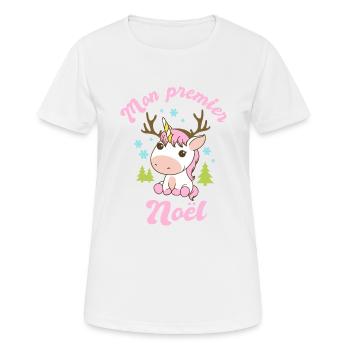 Mon premier noël naissance bébe fille grossesse - T-shirt respirant Femme - blanc - Devant - AI Model Female 172 dark (172cm)