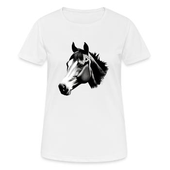 Pferd Skizze Bleistift Pferde Tier Porträts 2 - Frauen T-Shirt atmungsaktiv - Weiß - Vorne - AI Model Female 172 dark (172cm)