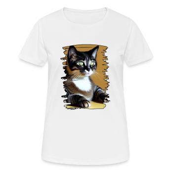 Katzen gesicht 9 - Frauen T-Shirt atmungsaktiv - Weiß - Vorne - AI Model Female 172 dark (172cm)