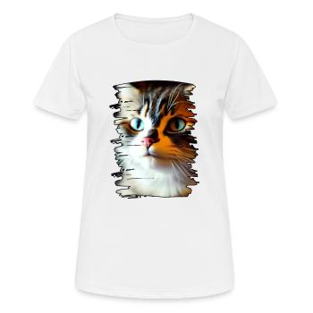 Katzengesicht - Frauen T-Shirt atmungsaktiv - Weiß - Vorne - AI Model Female 172 dark (172cm)