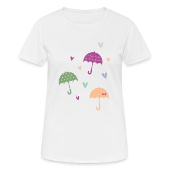 Regenschirm & Herzen - Frauen T-Shirt atmungsaktiv - Weiß - Vorne - AI Model Female 172 dark (172cm)