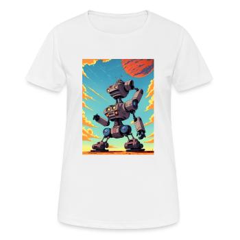 50s Cartoon - Crazy Robot - Sci-Fi - Women's Breathable T-Shirt - white - Front - AI Model Female 172 dark (172cm)