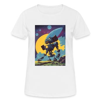 50s Cartoon - Crazy Robot - Sci-Fi - Women's Breathable T-Shirt - white - Front - AI Model Female 172 dark (172cm)