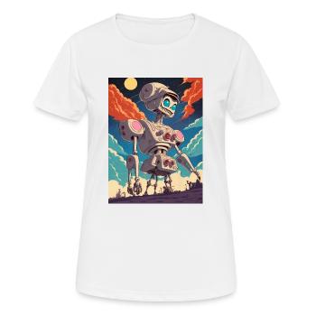 50s Cartoon - Crazy Robot - Sci-Fi - Women's Breathable T-Shirt - white - Front - AI Model Female 172 dark (172cm)