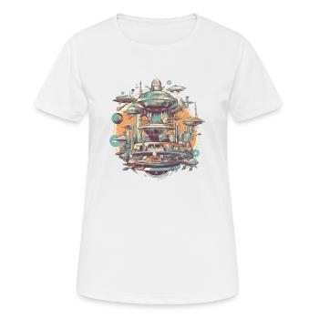Ville futuriste - T-shirt respirant Femme - blanc - Devant - AI Model Female 172 dark (172cm)