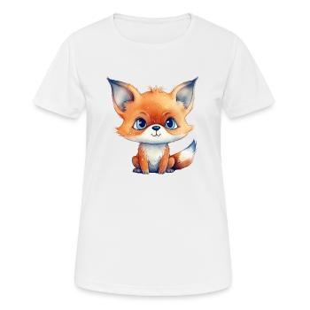 Fuchs Kulleraugen Aquarell Waldtier - Frauen T-Shirt atmungsaktiv - Weiß - Vorne - AI Model Female 172 dark (172cm)