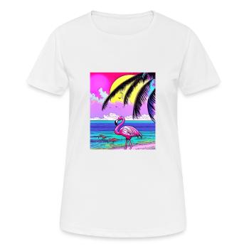 Flamant rose et palmiers - T-shirt respirant Femme - blanc - Devant - AI Model Female 172 dark (172cm)