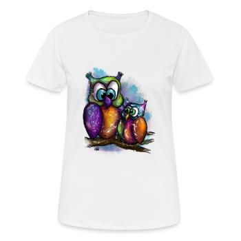 Owls older with young - Women's Breathable T-Shirt - white - Front - AI Model Female 172 dark (172cm)