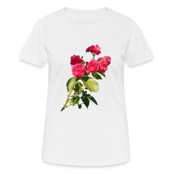 Red rose bush - Women's Breathable T-Shirt - white - Front - AI Model Female 172 dark (172cm)