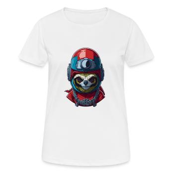Mignon paresseux avec casque motard casque moto casque - T-shirt respirant Femme - blanc - Devant - AI Model Female 172 dark (172cm)