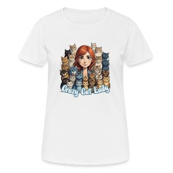 Crazy Cat Lady - Frauen T-Shirt atmungsaktiv - Weiß - Vorne - AI Model Female 172 dark (172cm)