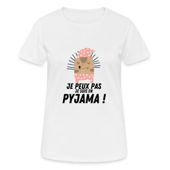 Je peux pas je suis en pyjama - T-shirt respirant Femme - blanc - Devant - AI Model Female 172 dark (172cm)