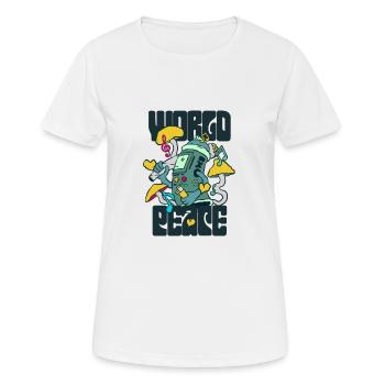 420 Weltfrieden BMO - Frauen T-Shirt atmungsaktiv - Weiß - Vorne - AI Model Female 172 dark (172cm)