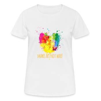 Faire de l’art pas la guerre, l’art, la couleur, la guerre - T-shirt respirant Femme - blanc - Devant - AI Model Female 172 dark (172cm)