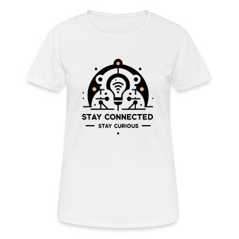 Stay Connected Stay Curious - Women's Breathable T-Shirt - white - Front - AI Model Female 172 dark (172cm)