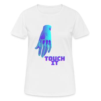 Touch It - Blue Hand - Women's Breathable T-Shirt - white - Front - AI Model Female 172 dark (172cm)