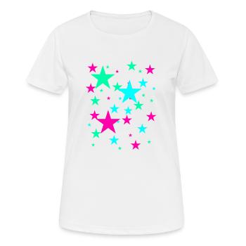 Sterne,stern, bunte Sterne - Frauen T-Shirt atmungsaktiv - Weiß - Vorne - AI Model Female 172 dark (172cm)