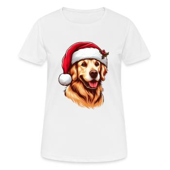 Golden Retriver Santa Claus - Women's Breathable T-Shirt - white - Front - AI Model Female 172 dark (172cm)