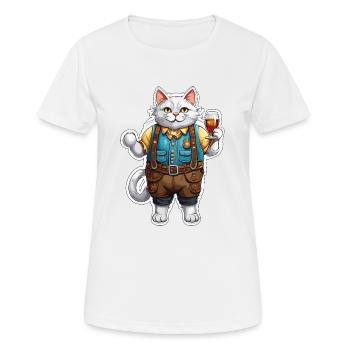 Lederhosen / Animal / Traditional costume / Tradition / Cat - Women's Breathable T-Shirt - white - Front - AI Model Female 172 dark (172cm)