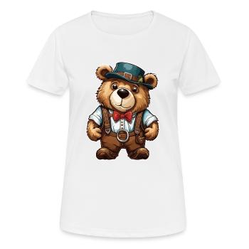 Lederhosen / Animal / Traditional costume / Tradition / Bear - Women's Breathable T-Shirt - white - Front - AI Model Female 172 dark (172cm)