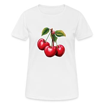 Kirschen Drilling - Frauen T-Shirt atmungsaktiv - Weiß - Vorne - AI Model Female 172 dark (172cm)