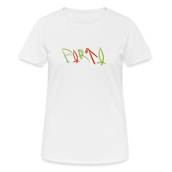 Grün-rotes Porto Souvenir - Frauen T-Shirt atmungsaktiv - Weiß - Vorne - AI Model Female 172 dark (172cm)