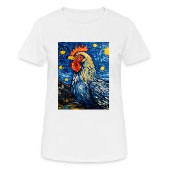Hahn unter dem Sternenhimmel - Frauen T-Shirt atmungsaktiv - Weiß - Vorne - AI Model Female 172 dark (172cm)