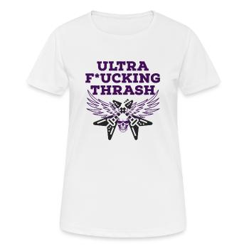 ultra fucking thrash metal - Frauen T-Shirt atmungsaktiv - Weiß - Vorne - AI Model Female 172 dark (172cm)